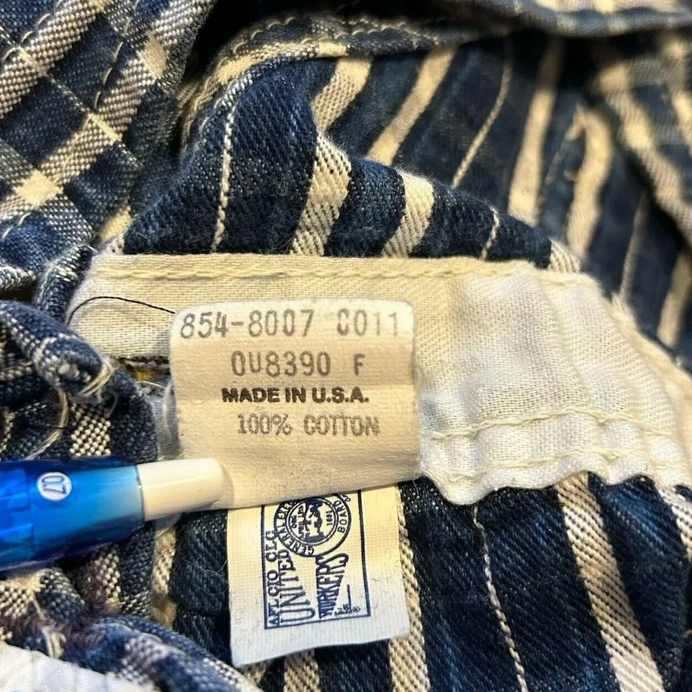 OshKosh Vintage‎ 6-9 Months Vestbak Baby Blue Plaid Footed Overalls Made in USA